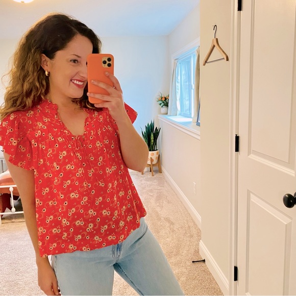 Sea New York Tops - Sea New York Red Floral Silk Top Blouse Small